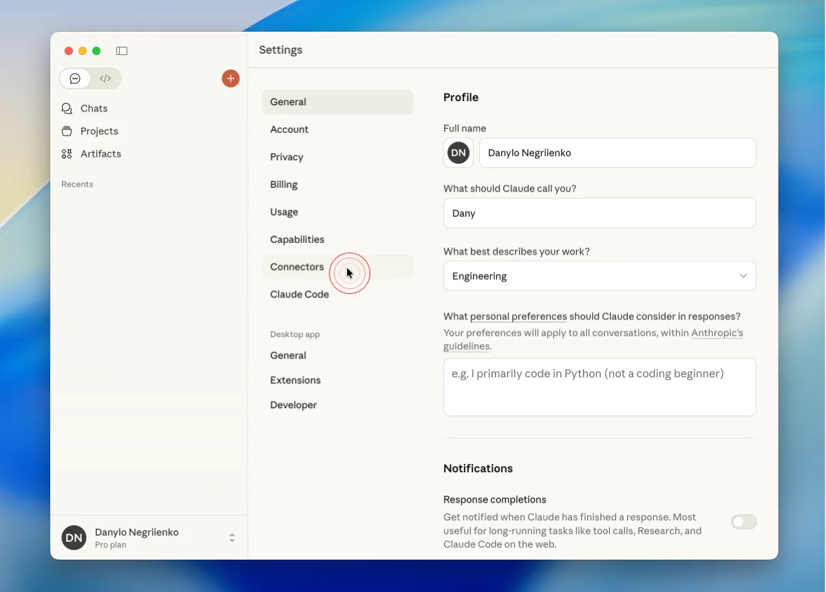 Перейдіть до Connectors